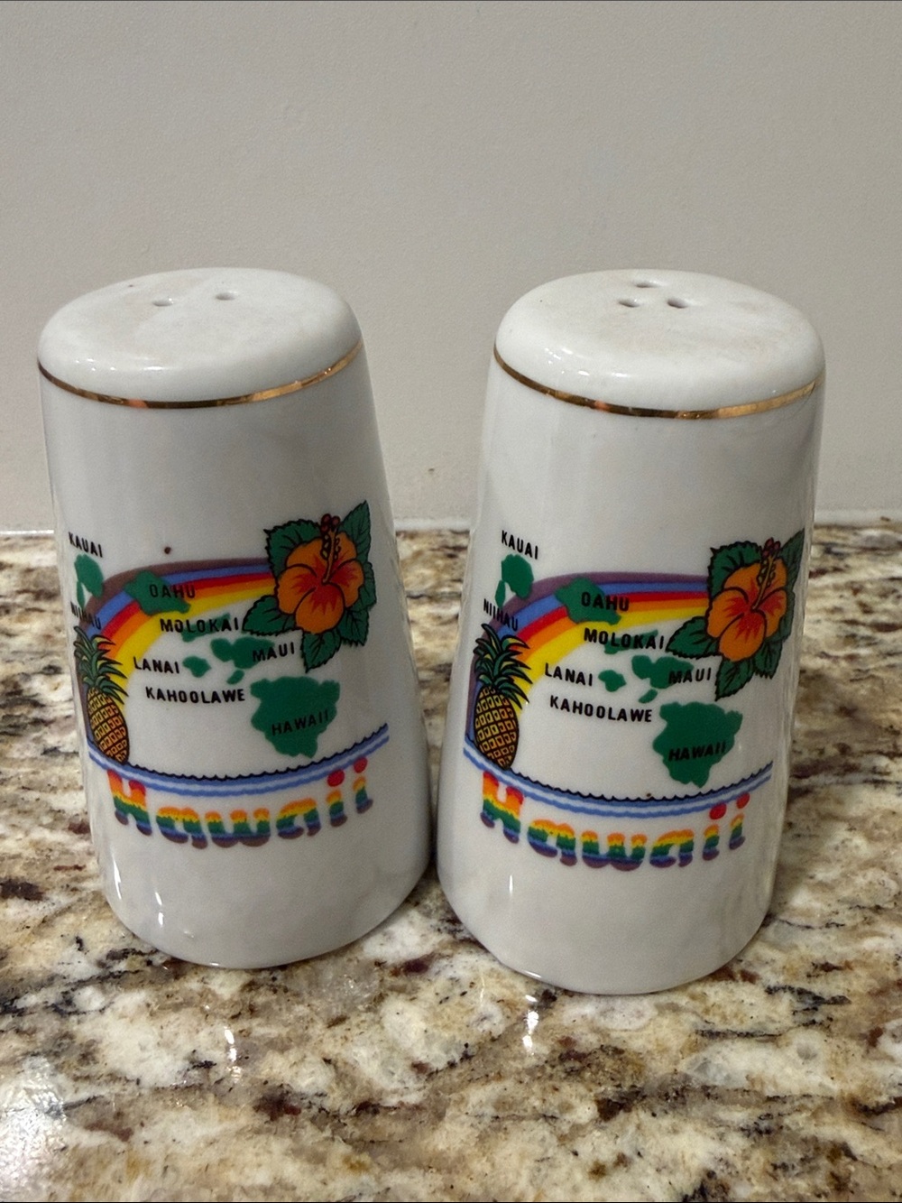 Vintage Pair of Hawaii Hawaiian Islands Salt and Pepper Shakers